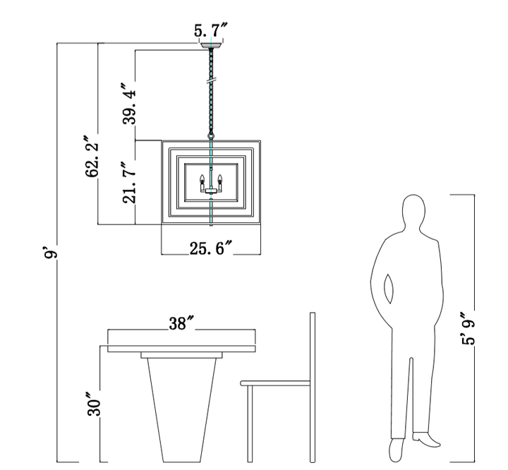 Maxax 4 - Light Lantern Square Chandelier #MX19079