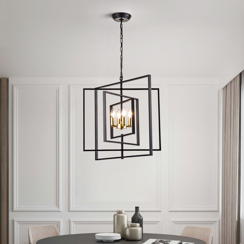 Maxax 4 - Light Lantern Square Chandelier #MX19079-4-P