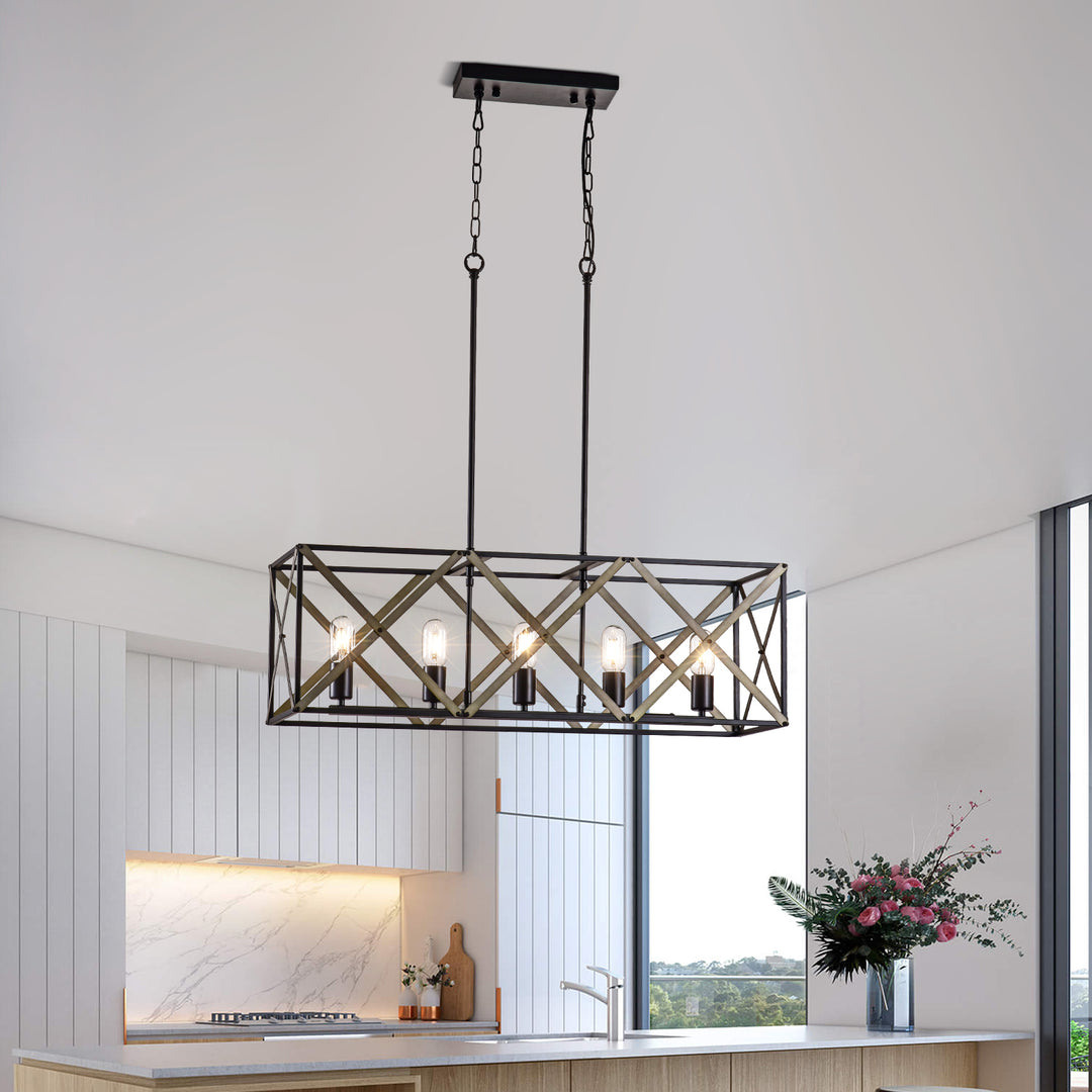 Maxax 5-Light Kitchen Island Light Pendant Lighting #MX19092-5BG-P