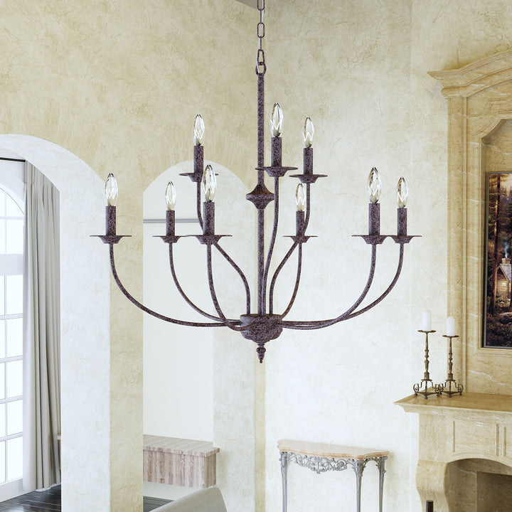 Maxax 9 - Light Candle Style Classic / Traditional Chandelier #19143-9RS