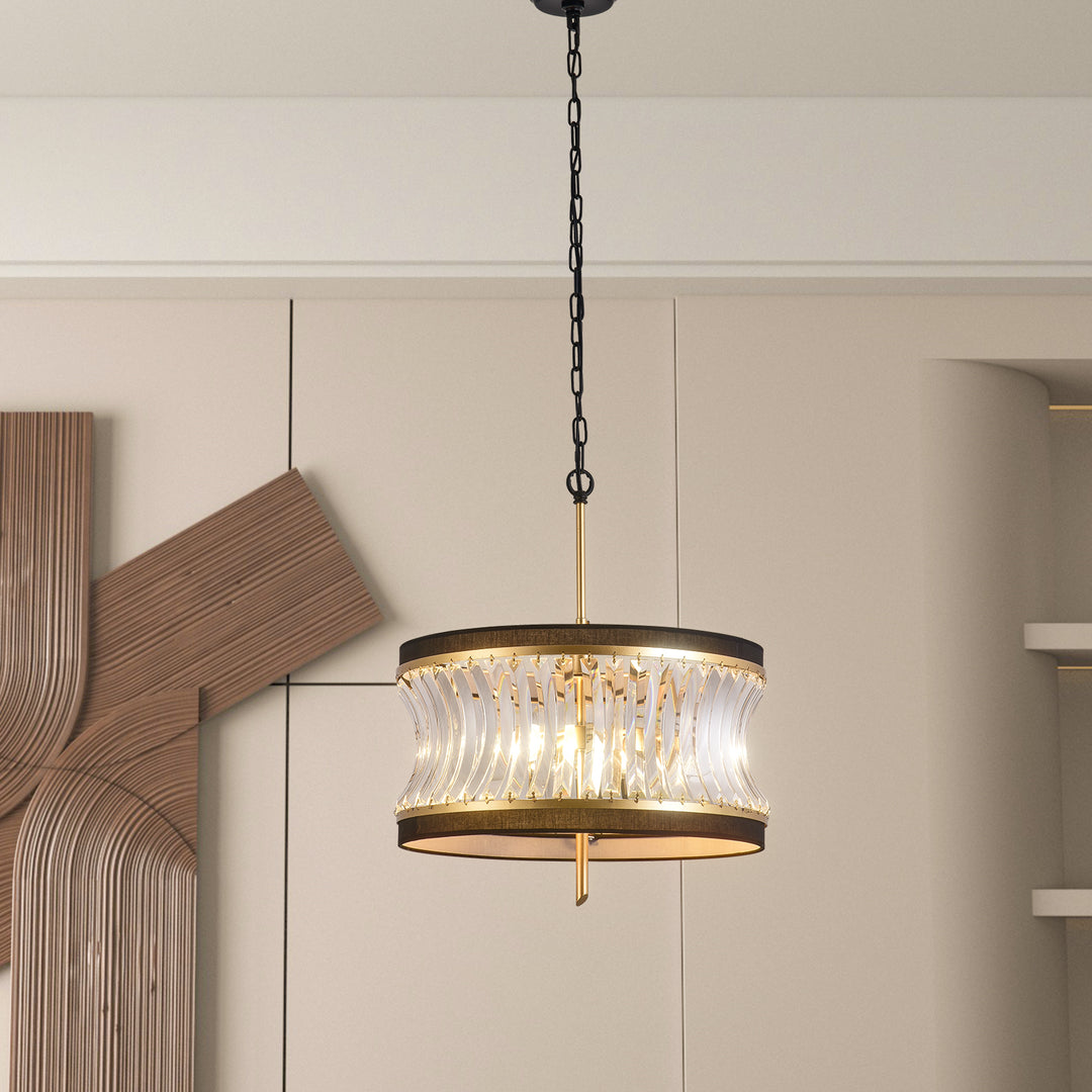 Zaza Designs 2 - Light Shaded Drum Classic / Traditional Chandelier With Wrought Iron Accents #19150-2GD