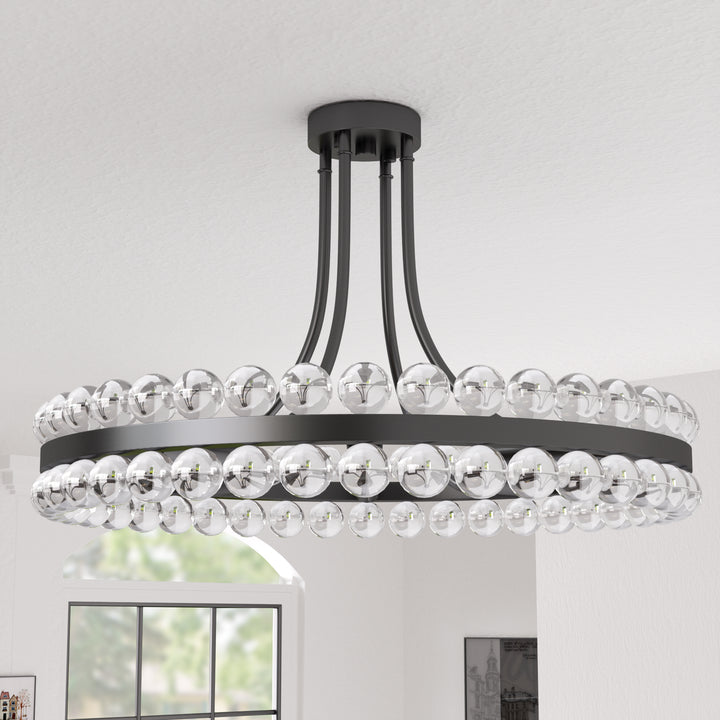 Brilliance 8 - Light 24'' Chandelier Style Circle Semi Flush Mount #19173-8BK