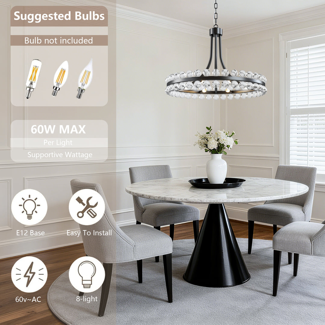 Brilliance Maxax 8 - Light Dimmable Wagon Wheel Chandelier #19217