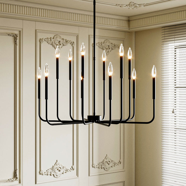 12 - Light Iron Dimmable Classic / Traditional Chandelier #19225