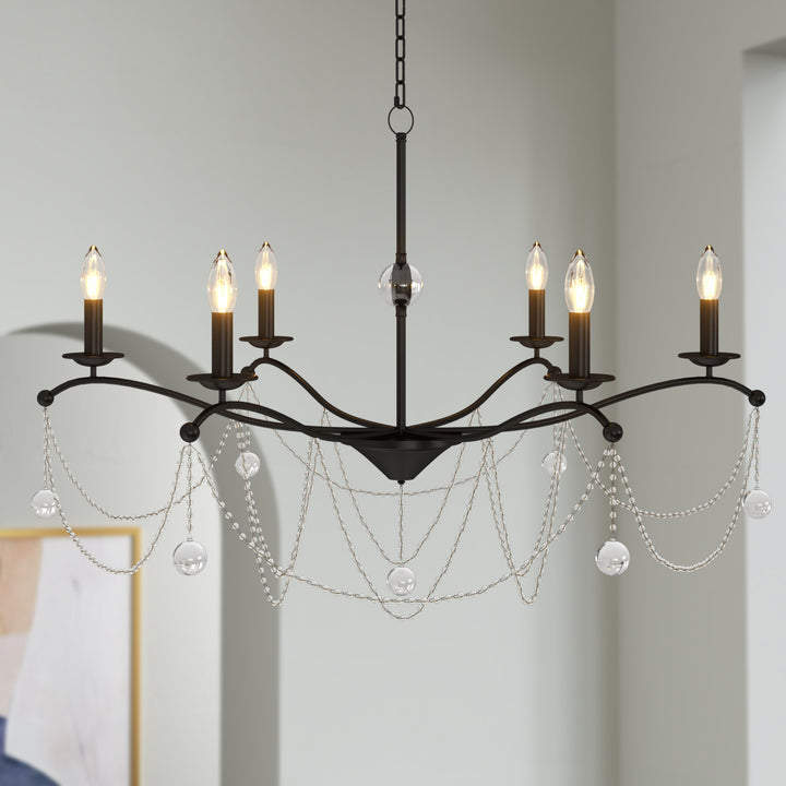 Essence 6 - Light Candle Style Classic/traditional Chandelier With Crystal #19234
