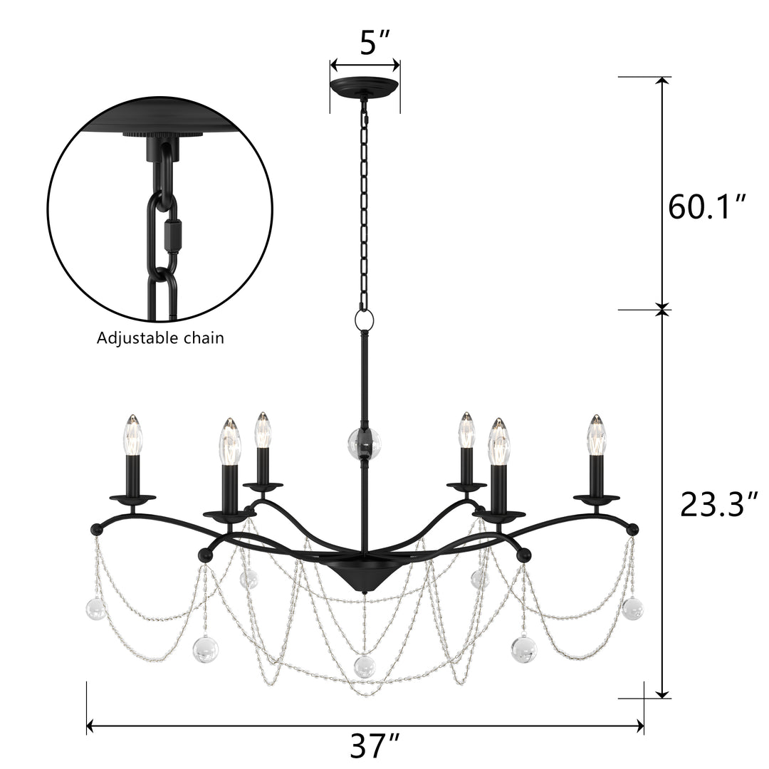 Essence 6 - Light Candle Style Classic/traditional Chandelier With Crystal #19234