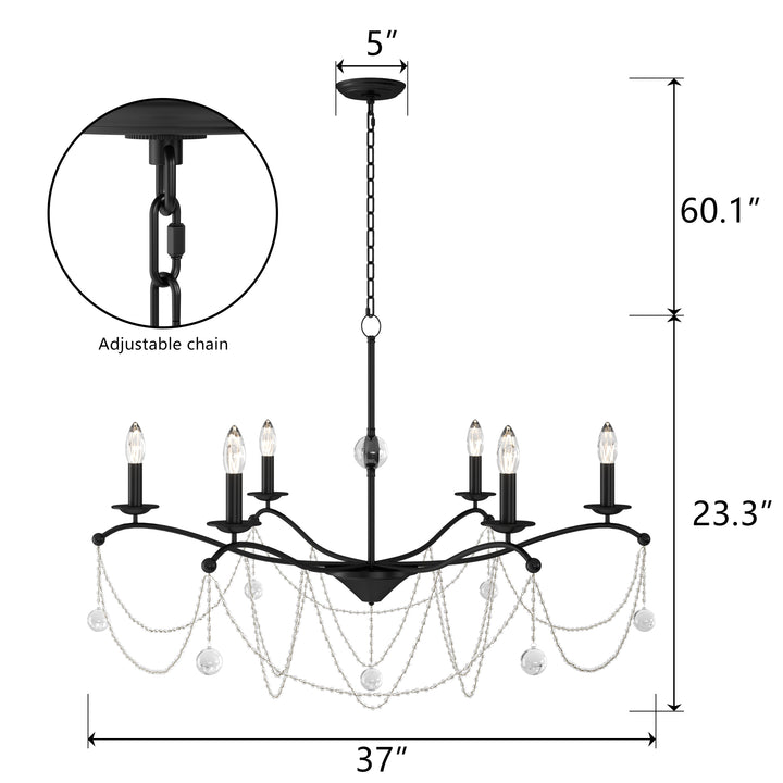 Essence 6 - Light Candle Style Classic/traditional Chandelier With Crystal #19234