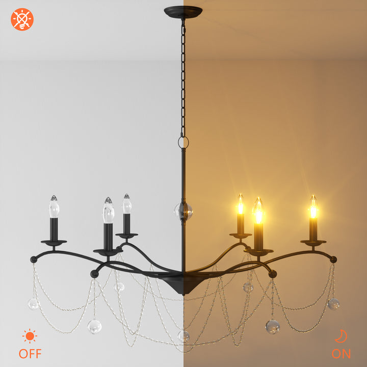 Essence 6 - Light Candle Style Classic/traditional Chandelier With Crystal #19234