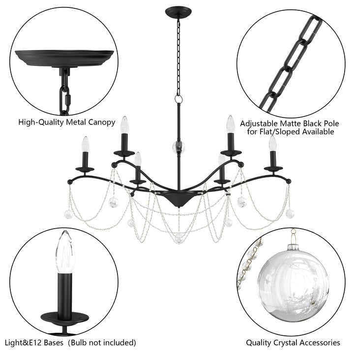 Essence 6 - Light Candle Style Classic/traditional Chandelier With Crystal #19234