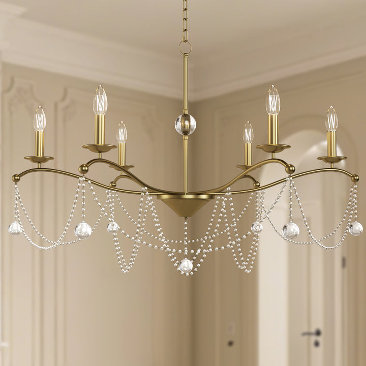 Essence 6 - Light Candle Style Classic/traditional Chandelier With Crystal #19234