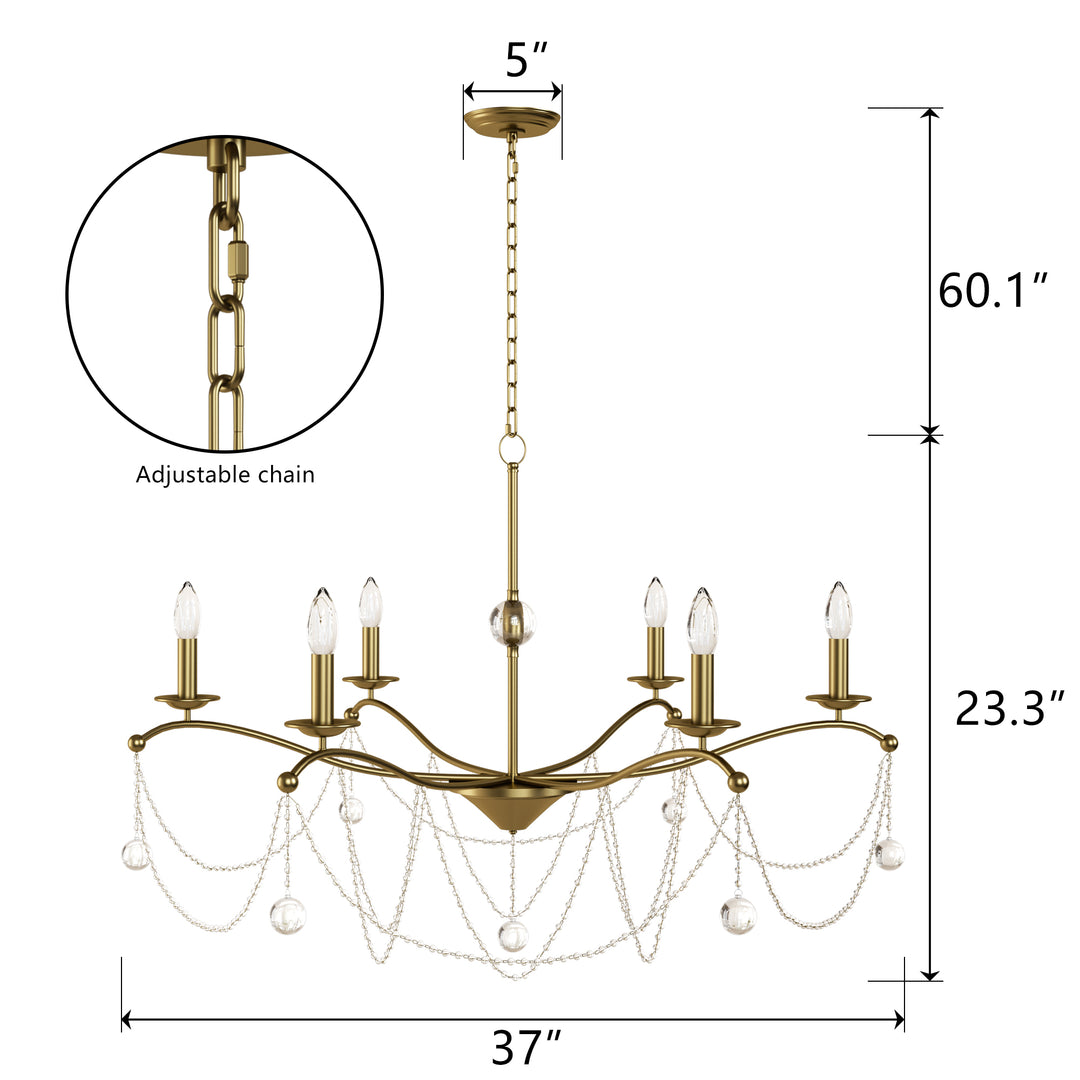 Essence 6 - Light Candle Style Classic/traditional Chandelier With Crystal #19234