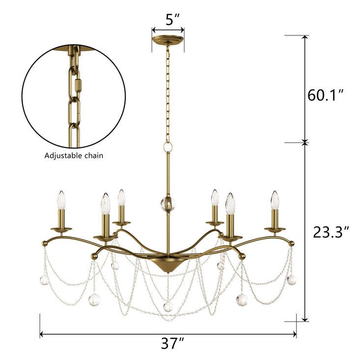 Essence 6 - Light Candle Style Classic/traditional Chandelier With Crystal #19234