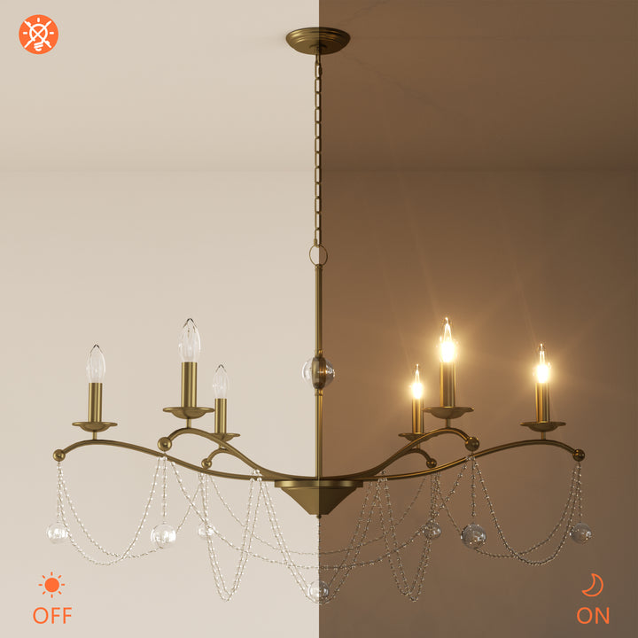 Essence 6 - Light Candle Style Classic/traditional Chandelier With Crystal #19234