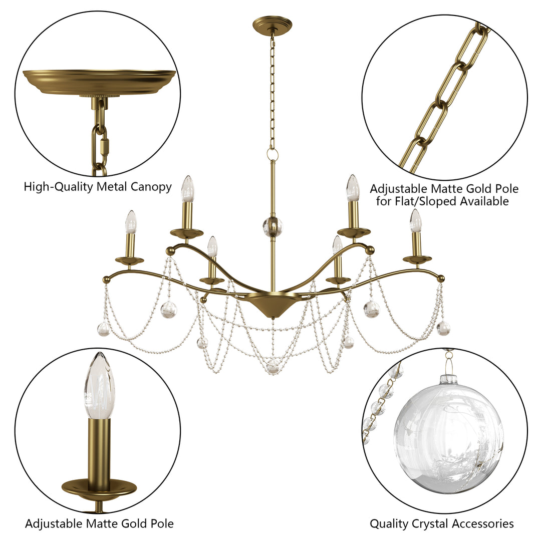 Essence 6 - Light Candle Style Classic/traditional Chandelier With Crystal #19234