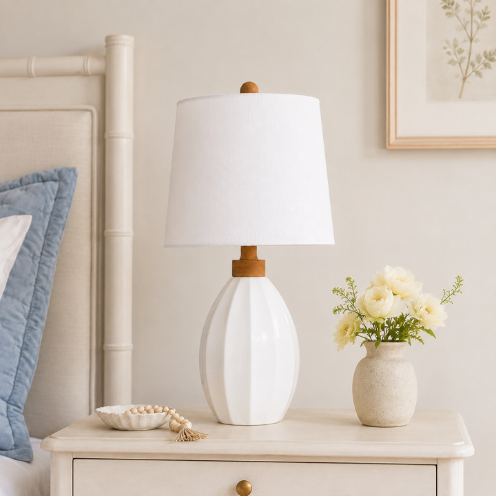 Yullili 23.62" Ceramic Table Lamps, Modern Bedside Nightstand Lamps for Living Room Bedroom #T228