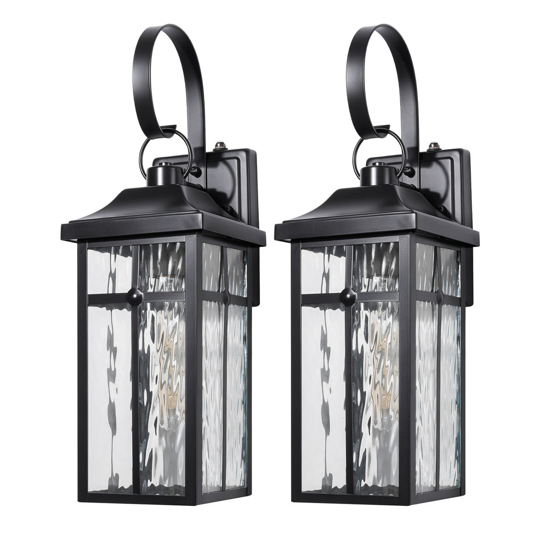 Solstice 19''H Traditional Oil Rubbed Bronze Square / Rectangle Water Ripple Glass Outdoor Wall Light (Set of 2) #OW7145