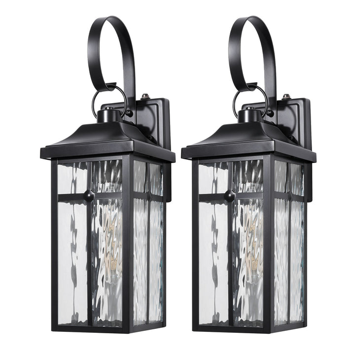 Solstice 19''H Traditional Oil Rubbed Bronze Square / Rectangle Water Ripple Glass Outdoor Wall Light (Set of 2) #OW7145