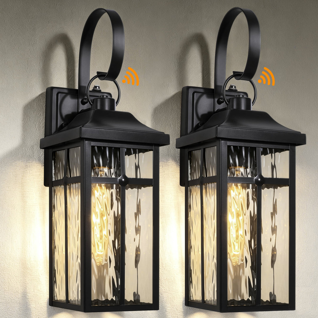 Solstice 19''H Traditional Oil Rubbed Bronze Square / Rectangle Water Ripple Glass Outdoor Wall Light (Set of 2) #OW7145