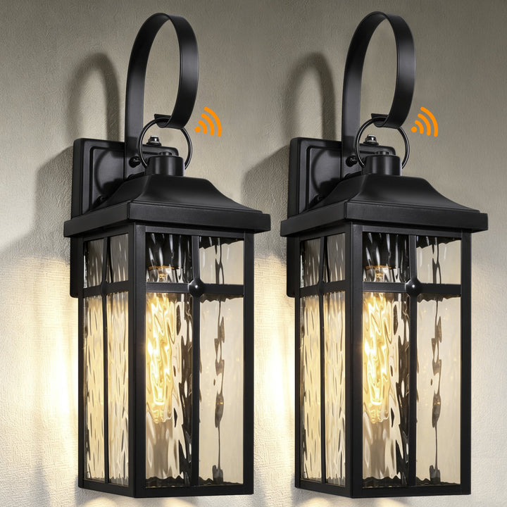 Solstice 19''H Traditional Oil Rubbed Bronze Square / Rectangle Water Ripple Glass Outdoor Wall Light (Set of 2) #OW7145
