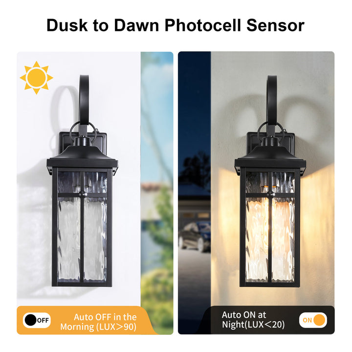 Solstice 19''H Traditional Oil Rubbed Bronze Square / Rectangle Water Ripple Glass Outdoor Wall Light (Set of 2) #OW7145
