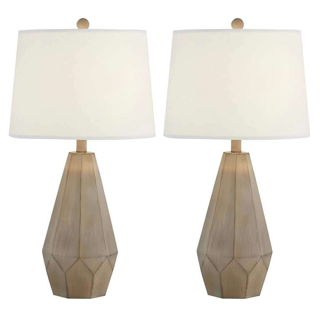 Maxax 26 Inch Bedside Wood Table Lamp Set of 2 #T116