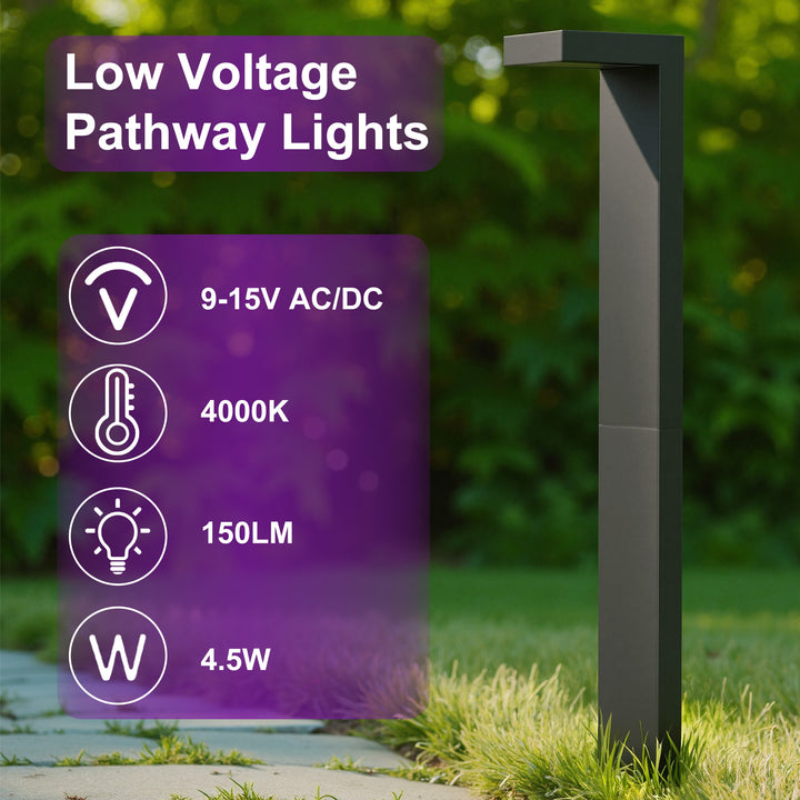 Starlight 19'' H LED Black Aluminum 4000K Outdoor Pathway Light with Etched Frosted Glass (Set of 2) #UG7095