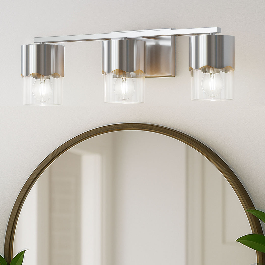 Lumin 3-light Dimmable Vanity Light With Scalloped Metal Shade