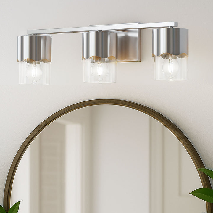 Lumin 3-light Dimmable Vanity Light With Scalloped Metal Shade
