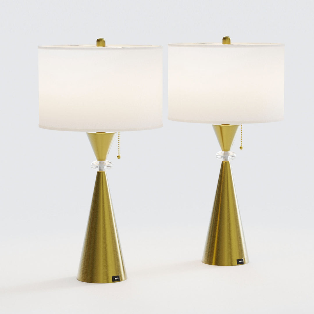 Maxax 28.25in Nickel Table Lamp Set with USB (Set of 2) #T07