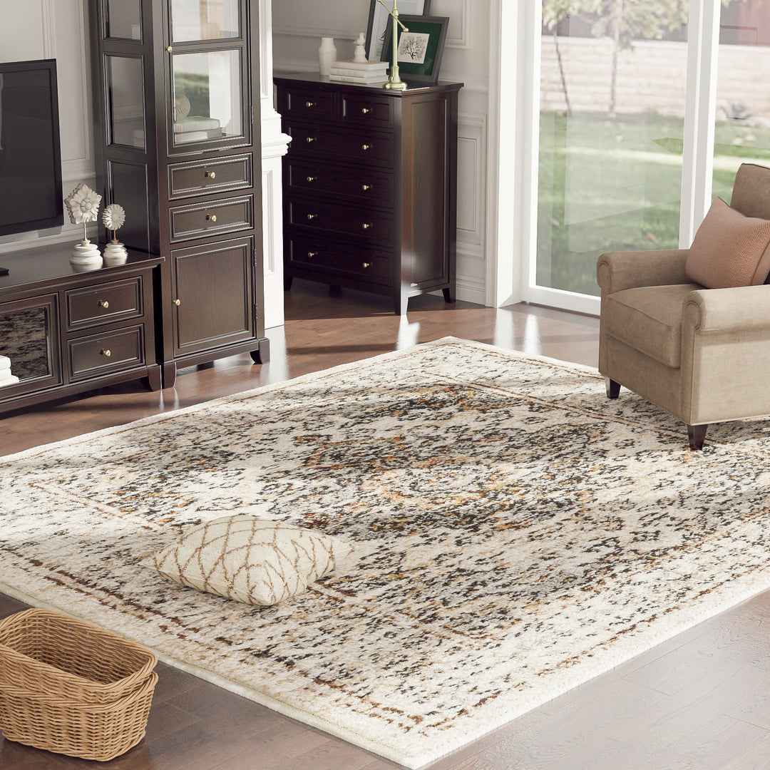 4modernhome Louane Performance Turkish Brown/Cream Area Rug #TM1