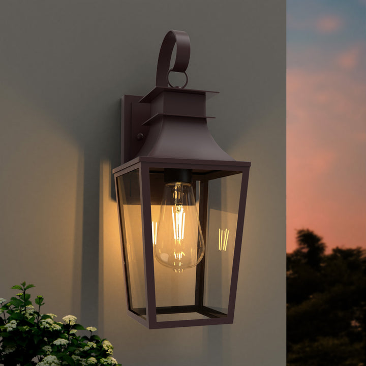 Tempered Glass Outdoor Wall Light With Dusk To Dawn #7060-2BK