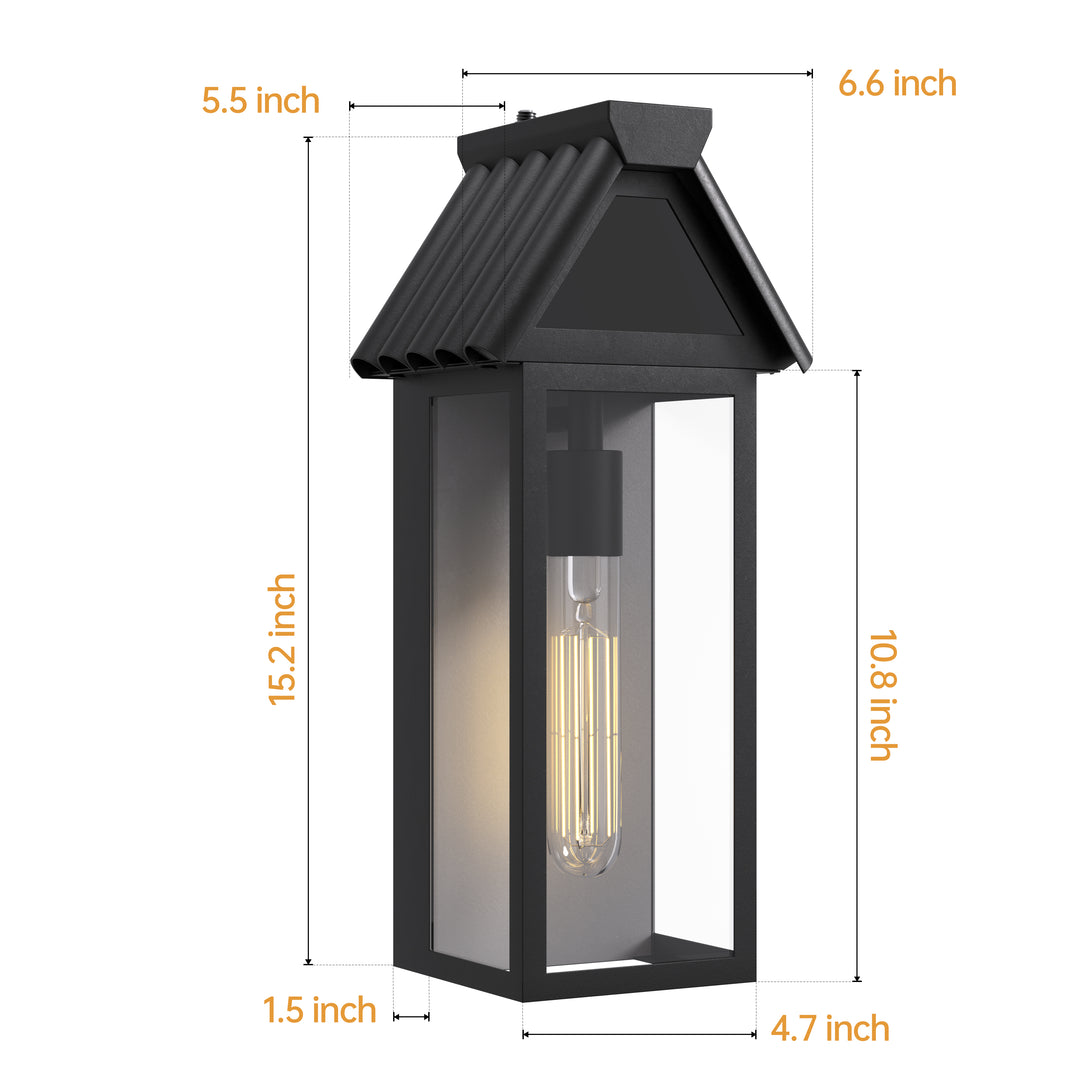 15'' Black Modern Outdoor Wall Sconce #7044