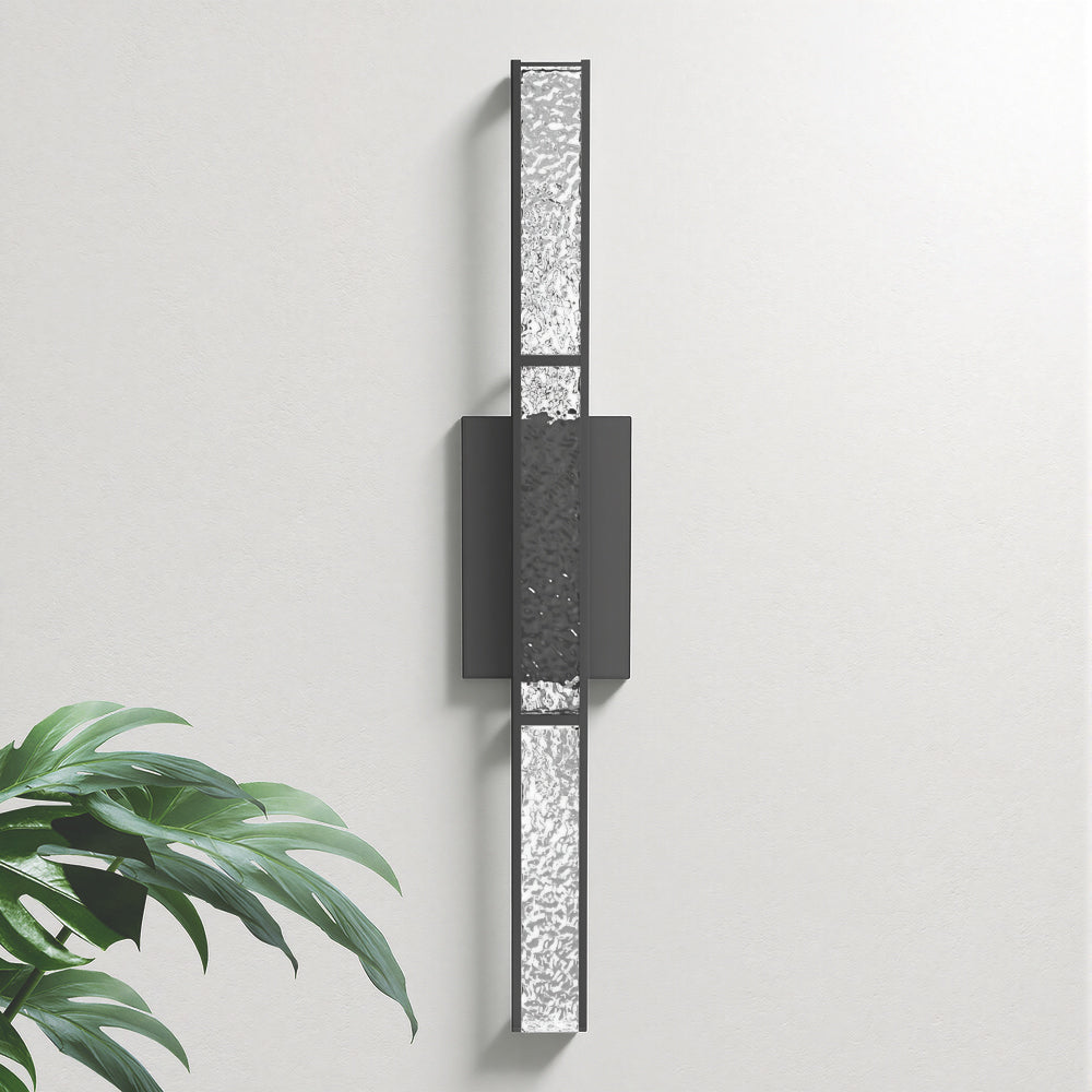 Elysian 24''h Dimmable Led Chrome Iron 3cct Adjustable Outdoor Wall Light With Water Glass #WL7090