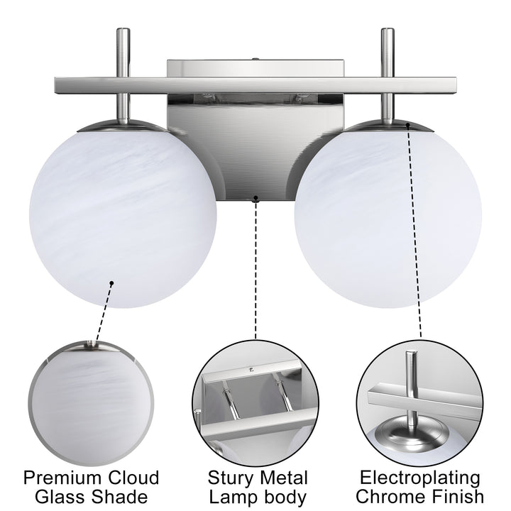 Nimbus Bathroom Vanity Light With Round Shape Cloud Glass Shade #29015