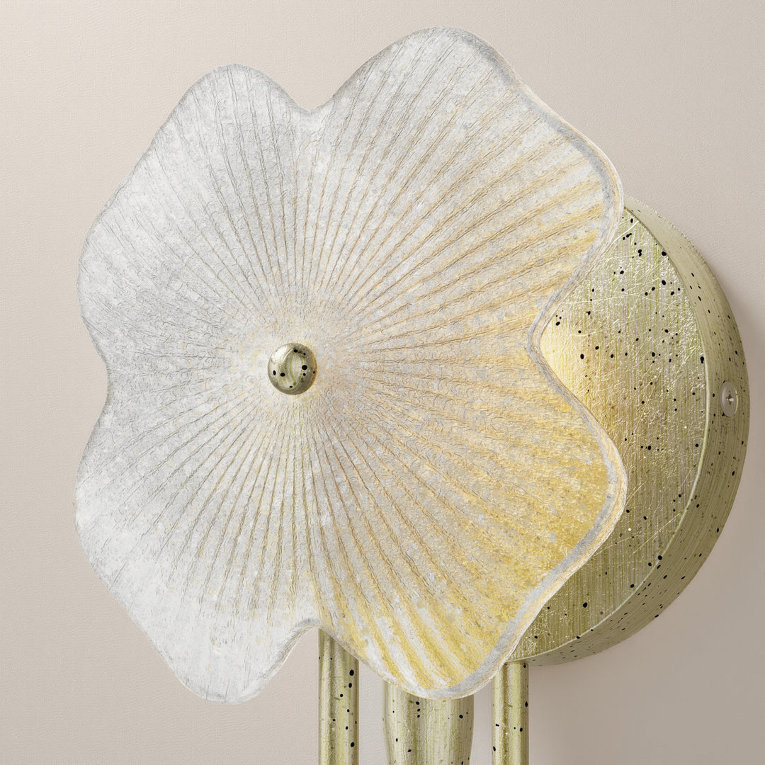 Lumin 1 - Light 5.7''W Dimmable Metal Gilded Silver Etl Wall Sconces With Petal-Shaped Glass #48002