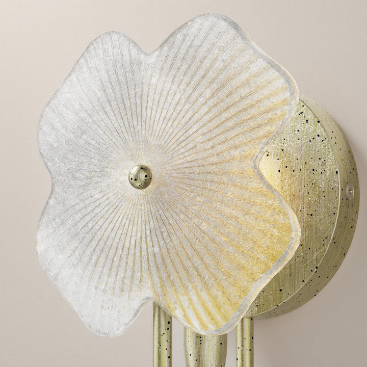 Lumin 1 - Light 5.7''W Dimmable Metal Gilded Silver Etl Wall Sconces With Petal-Shaped Glass #48002