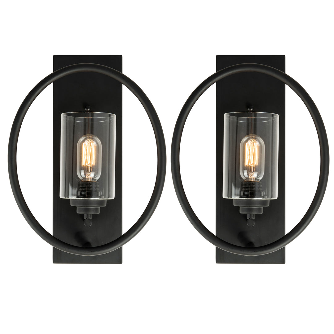 1 - Light Dimmable Antique Black Wrought Iron Armed Sconce (Set of 2)