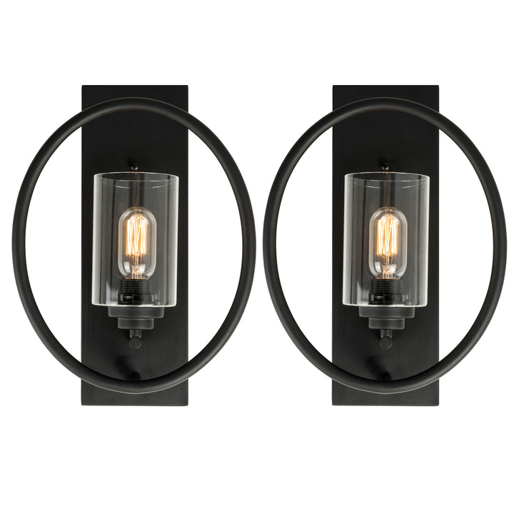 1 - Light Dimmable Antique Black Wrought Iron Armed Sconce (Set of 2) #MX19002