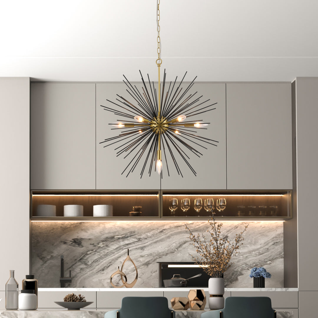 Maxax 7 - Light Sputnik Chandelier with Wrought Iron Accents #MX19030