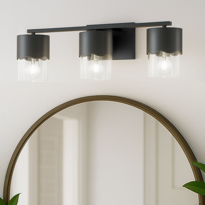 Lumin 3-light Dimmable Vanity Light With Scalloped Metal Shade