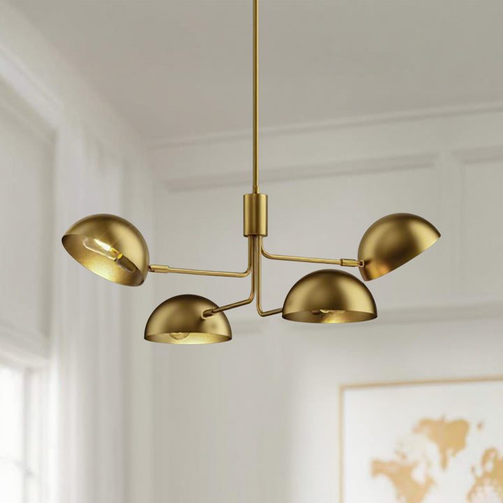 Glimmer 4-light 36" Gray/brass Modern Sputnik Chandelier With Electroplating Shade For Dining Room Or Kitchen #29030
