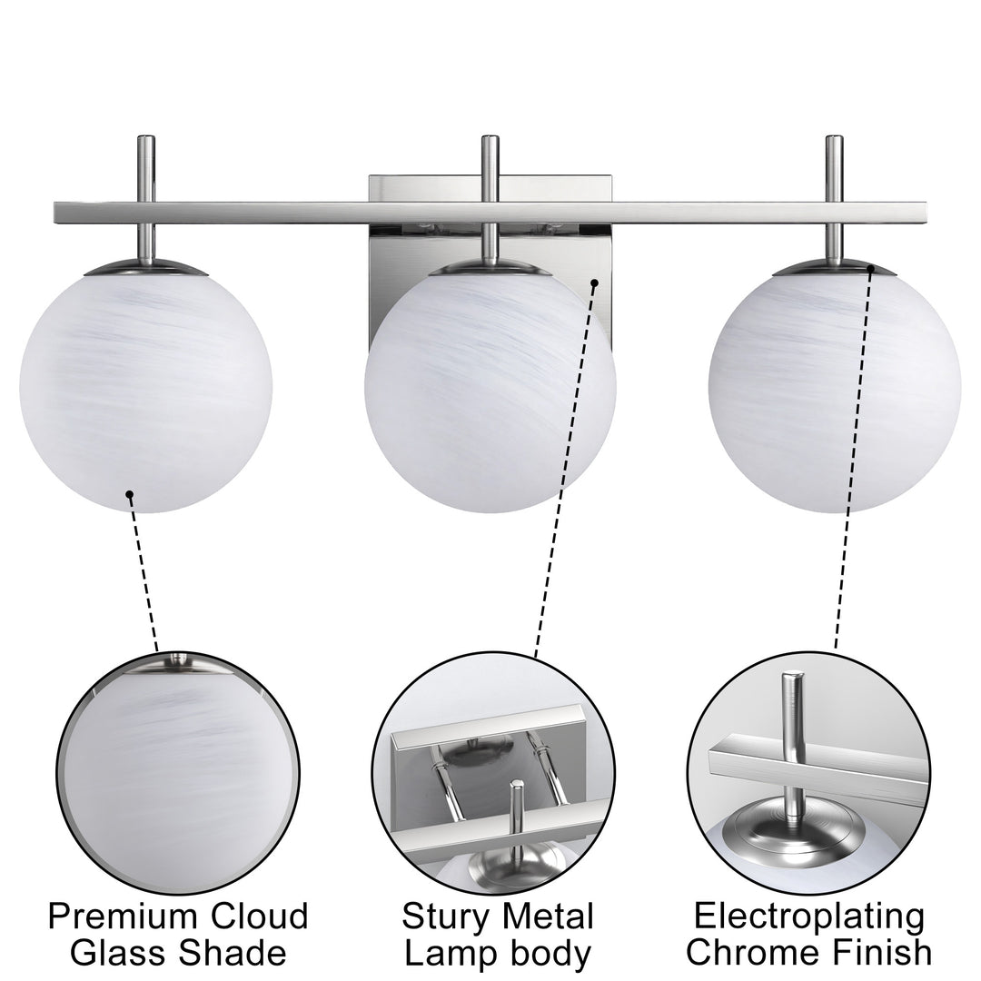 Nimbus Bathroom Vanity Light With Round Shape Cloud Glass Shade #29015