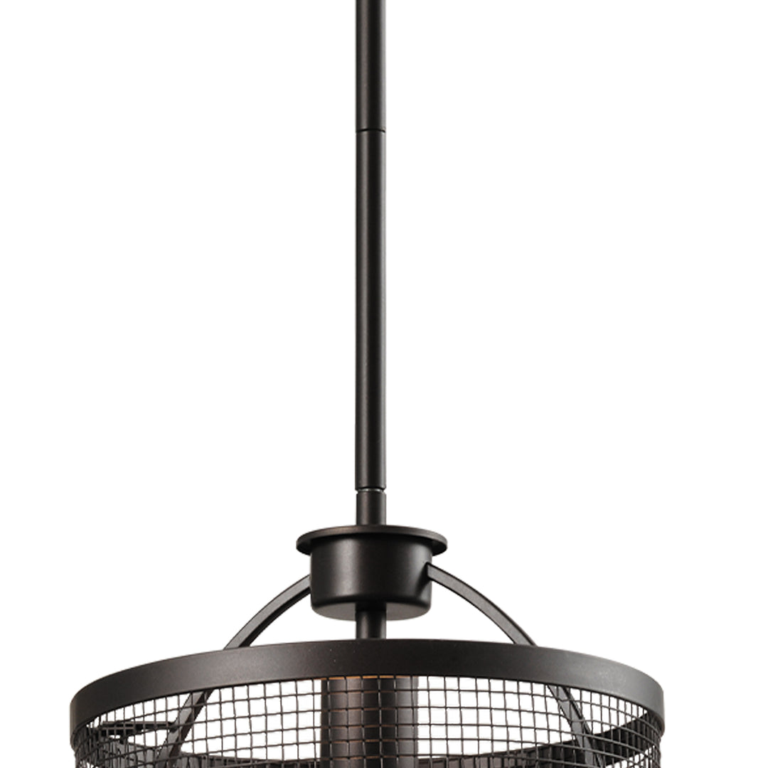 Maxax 1 - Light Lantern Drum Pendant With Wrought Iron Accents #MX21024-1BK