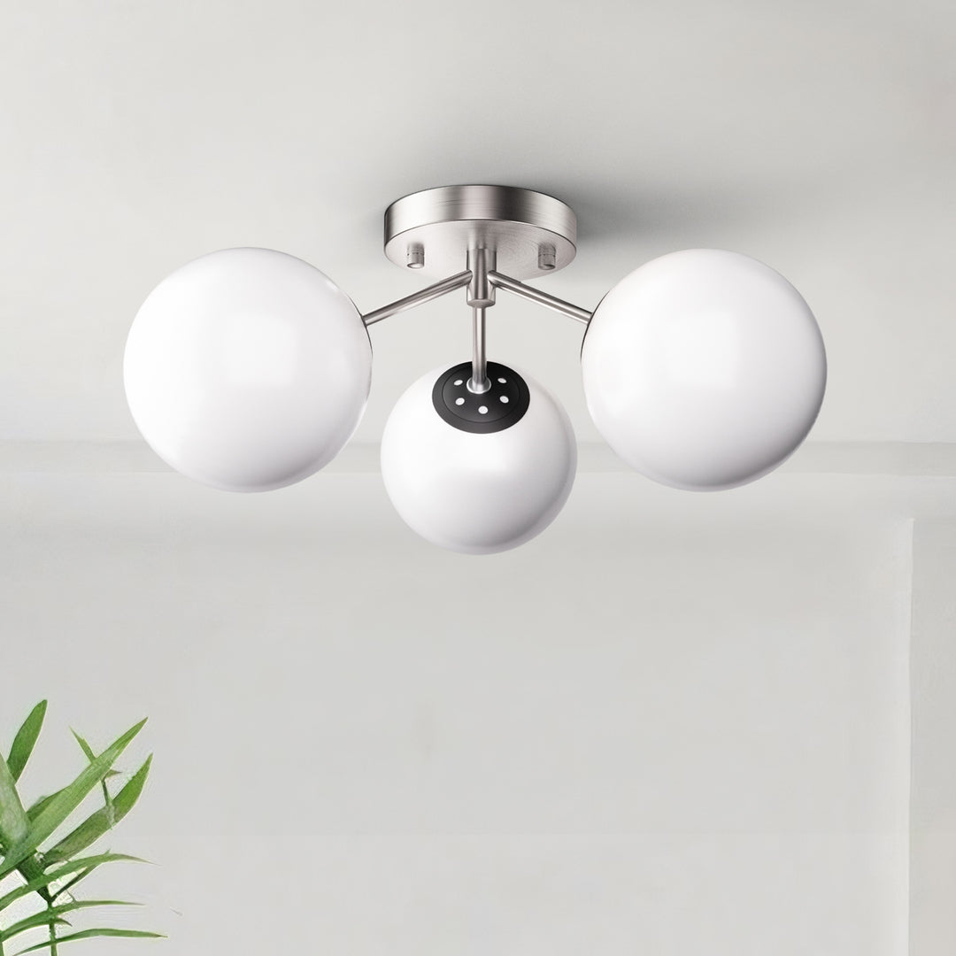 Maxax 3 Globe Ceiling Light 17 Inch Mid Century Modern Semi Flush Mount Ceiling Light Fixture for Bedroom,Living Room,Dinning Room, Foyer, Hallway #19228