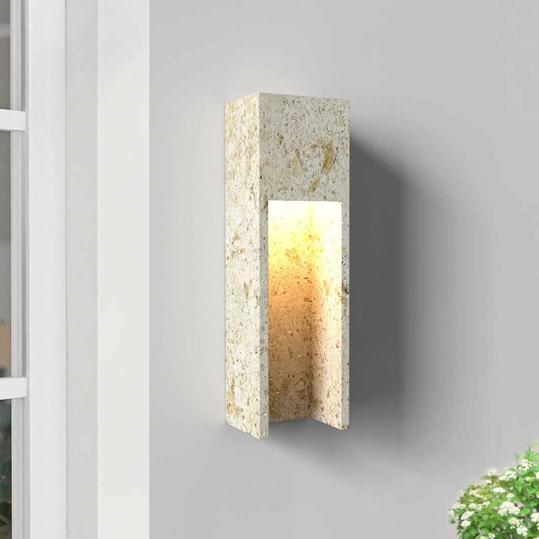 Breeze 18''H Dimmable White Travertine 80CRI LED Outdoor Wall Light #OW7110