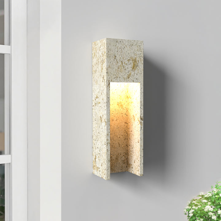 Breeze 18''H Dimmable White Travertine 80CRI LED Outdoor Wall Light #OW7110