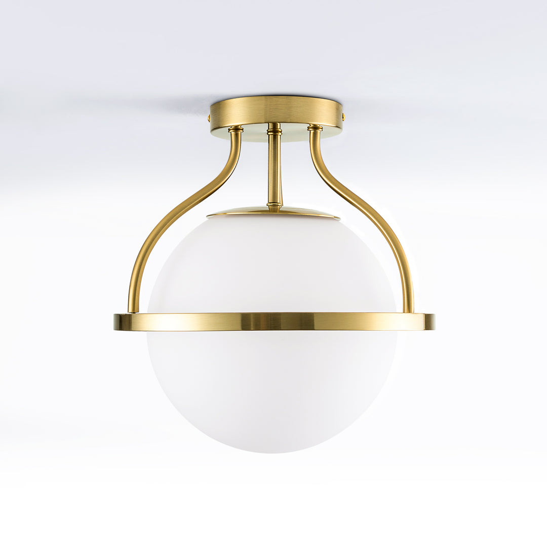 11.2‘’-1 Light Sphere Globe Frosted Glass Semi Flush Mount For Dining Room Hallway See More by Red Barrel Studio #29014-1BK