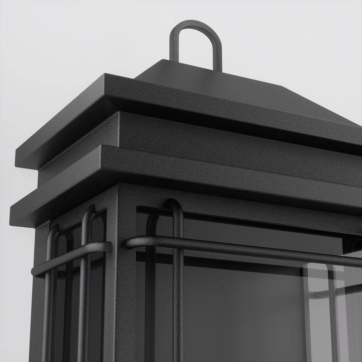 Solstice 2 - Light 16''H Black Iron Tempered Glass Outdoor Wall Light With Dusk To Dawn #7083