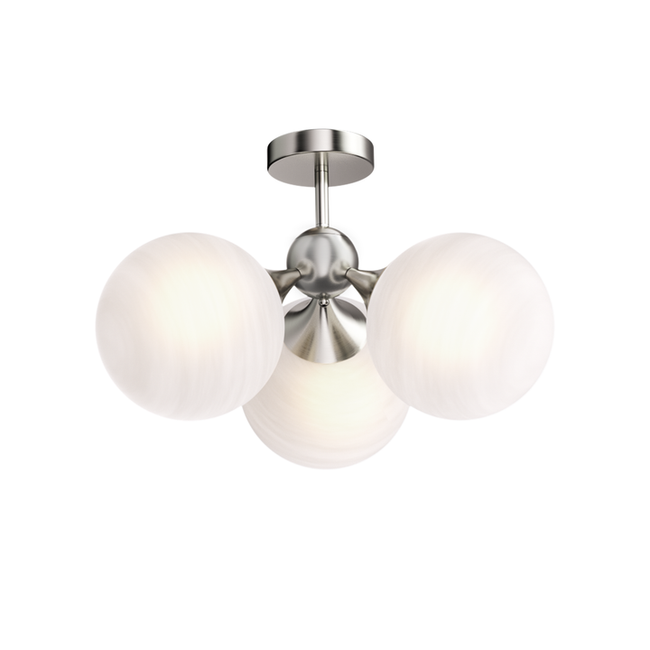 Nimbus 21"-3 Lights Modern Cloud Glass Globe Semi Flush Mount Lighting Fixture For Living Room, Bedroom#29028