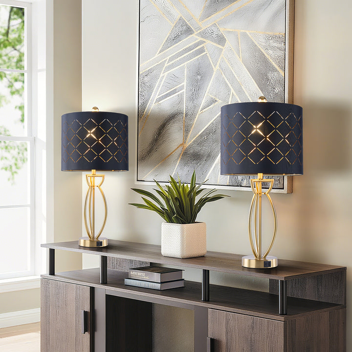 Lustre 24.6'' Traditional Gold Metal Table Lamp With Usb For Living Room/Bedroom #T274